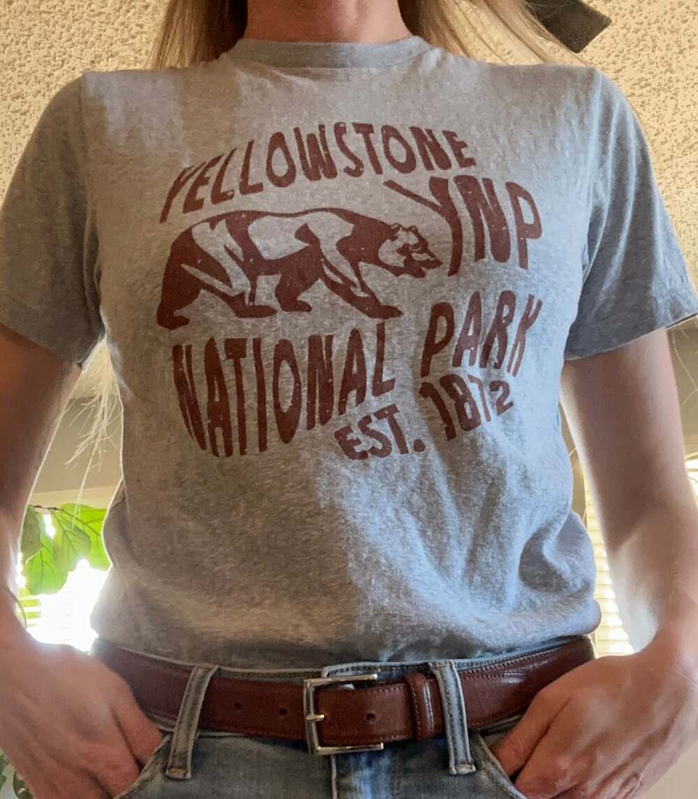 Yellowstone National Park YNP Bear Graphic T-Shirt Gray Heather EST 1872